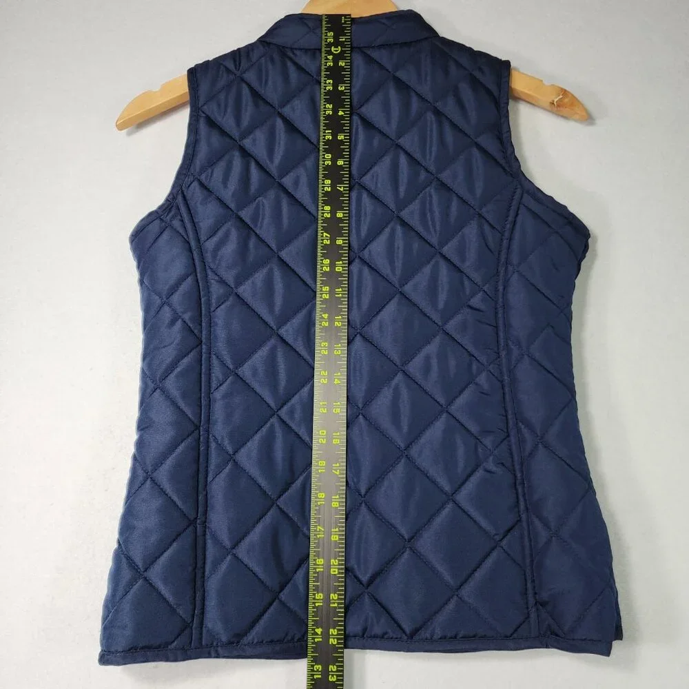 Crown & Ivy Kids Girl Quilted Vest XL Navy Preppy Pockets Full‎ Zip Trendy Belk